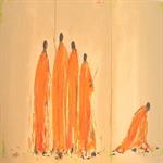 Krieger, Mischtechnik auf Pappelholzplatte, Triptychon, 90 x 50 cm   *** VERKAUFT ***